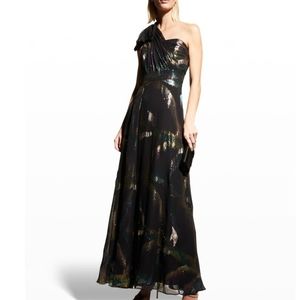 Shoshanna Caprina Draped One-Shoulder Evening Gown